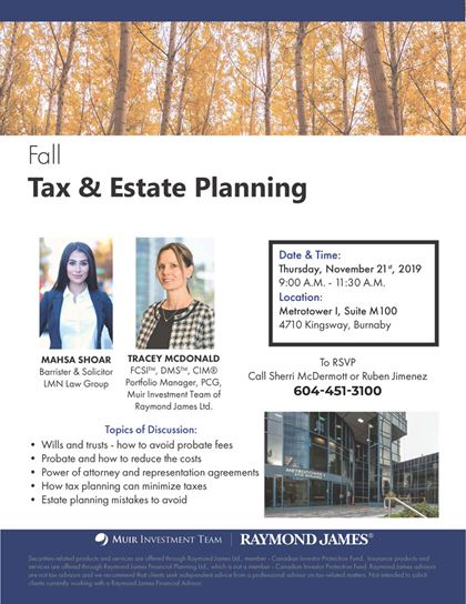 Tax & Estate planning flyer.